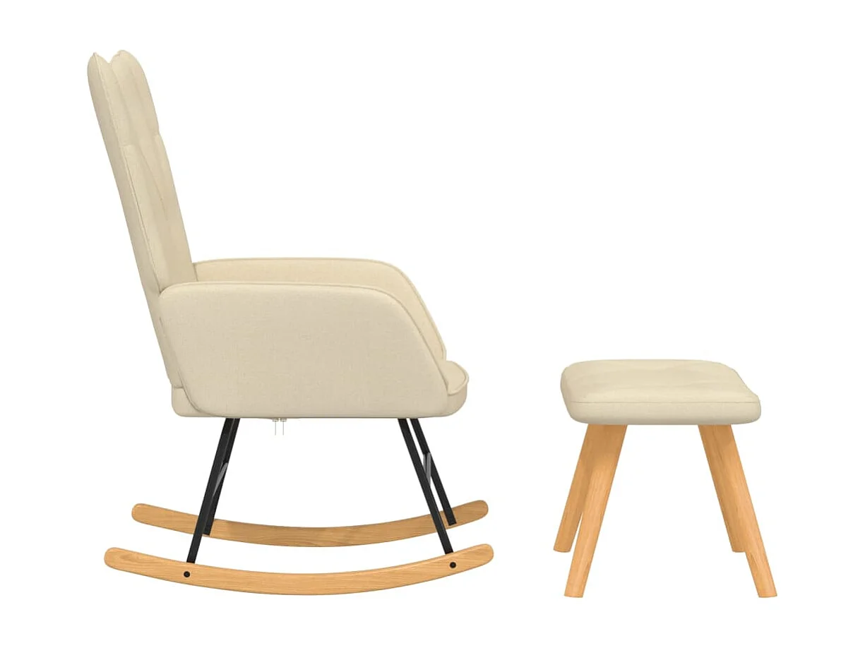 Chaise à bascule avec repose-pied Crème Tissu FR57737