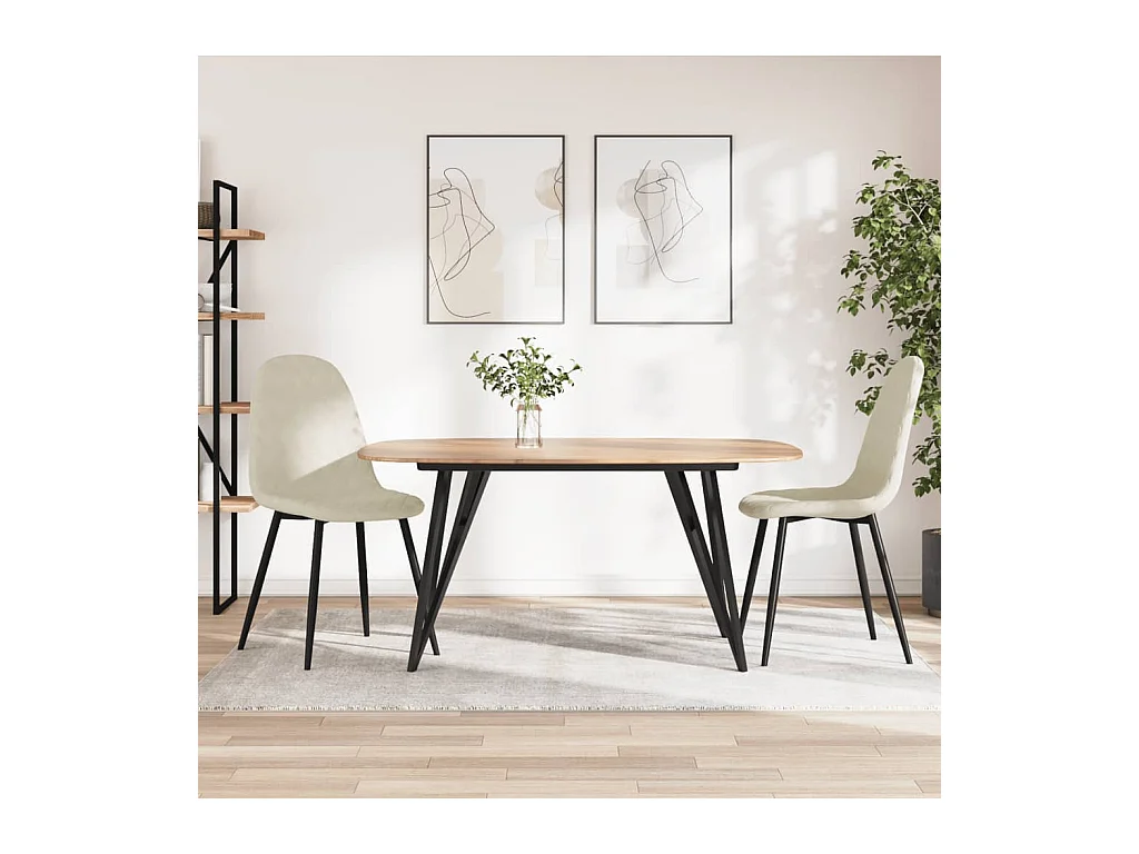Lot de 2 Chaises à manger crème velours FR29935