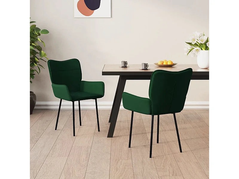 Lot de 2 Chaises à manger Vert foncé Velours FR47390