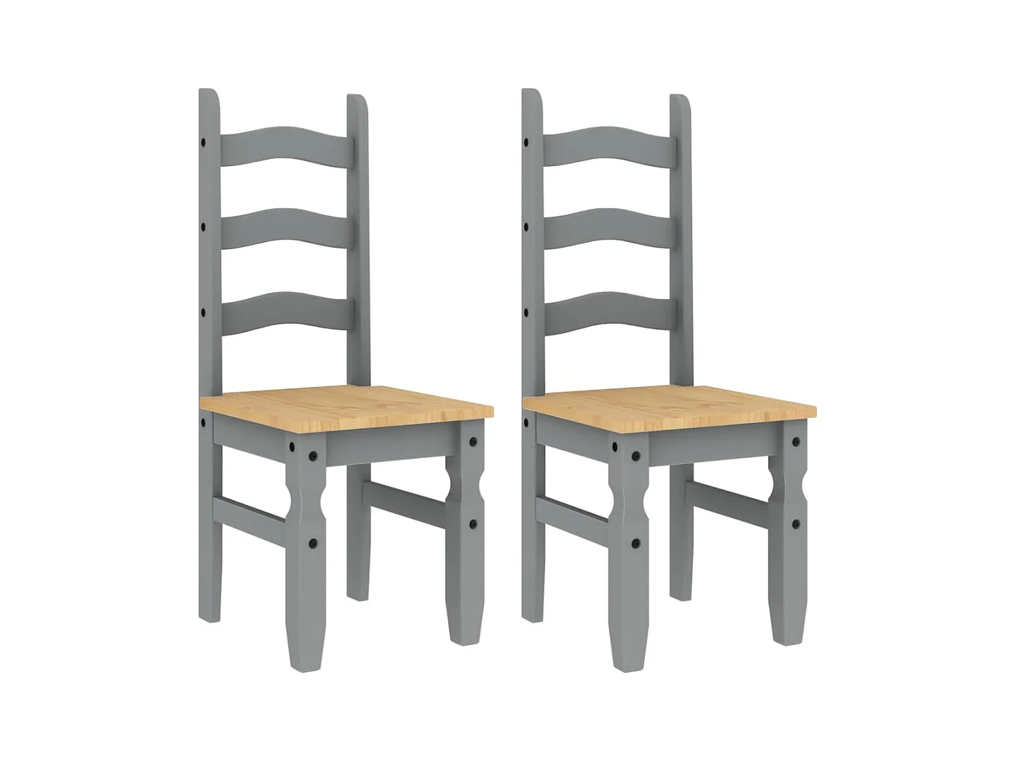Lot de 2 Chaises à manger Corona gris bois massif de pin FR49092