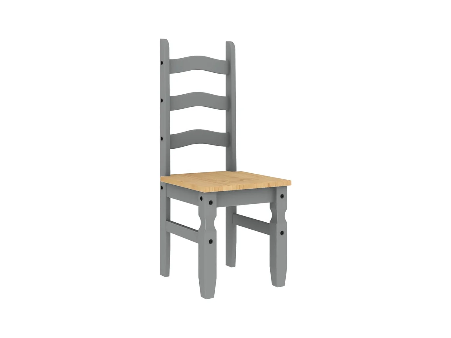Lot de 2 Chaises à manger Corona gris bois massif de pin FR49092