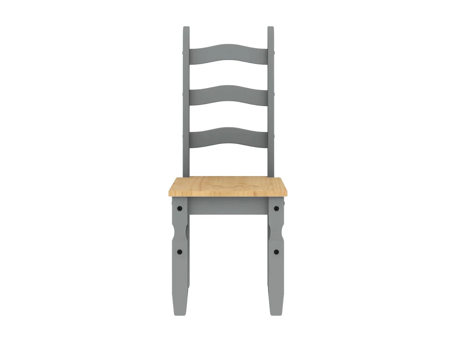 Lot de 2 Chaises à manger Corona gris bois massif de pin FR49092