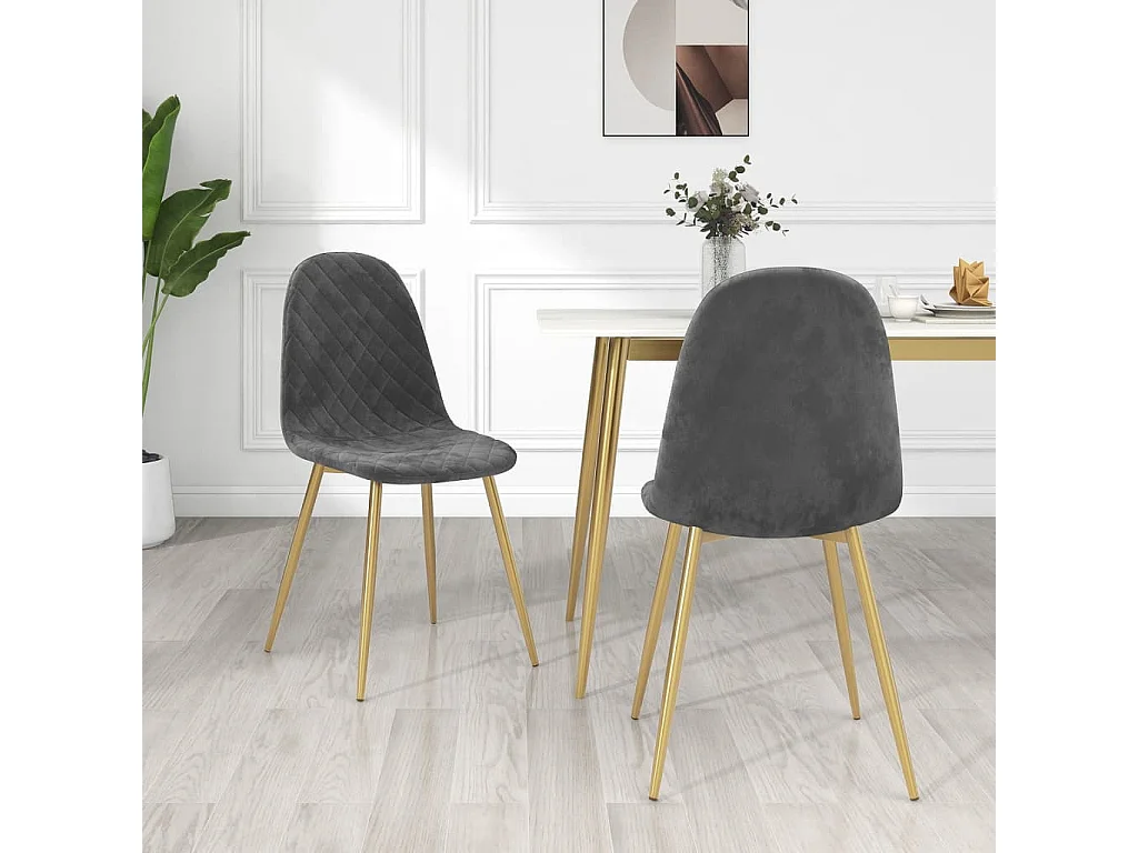 Lot de 2 Chaises à manger Gris foncé Velours FR60786