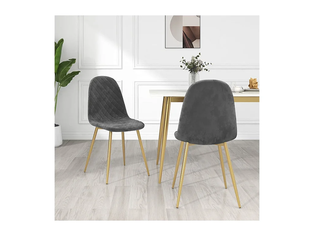 Lot de 2 Chaises à manger Gris foncé Velours FR60786