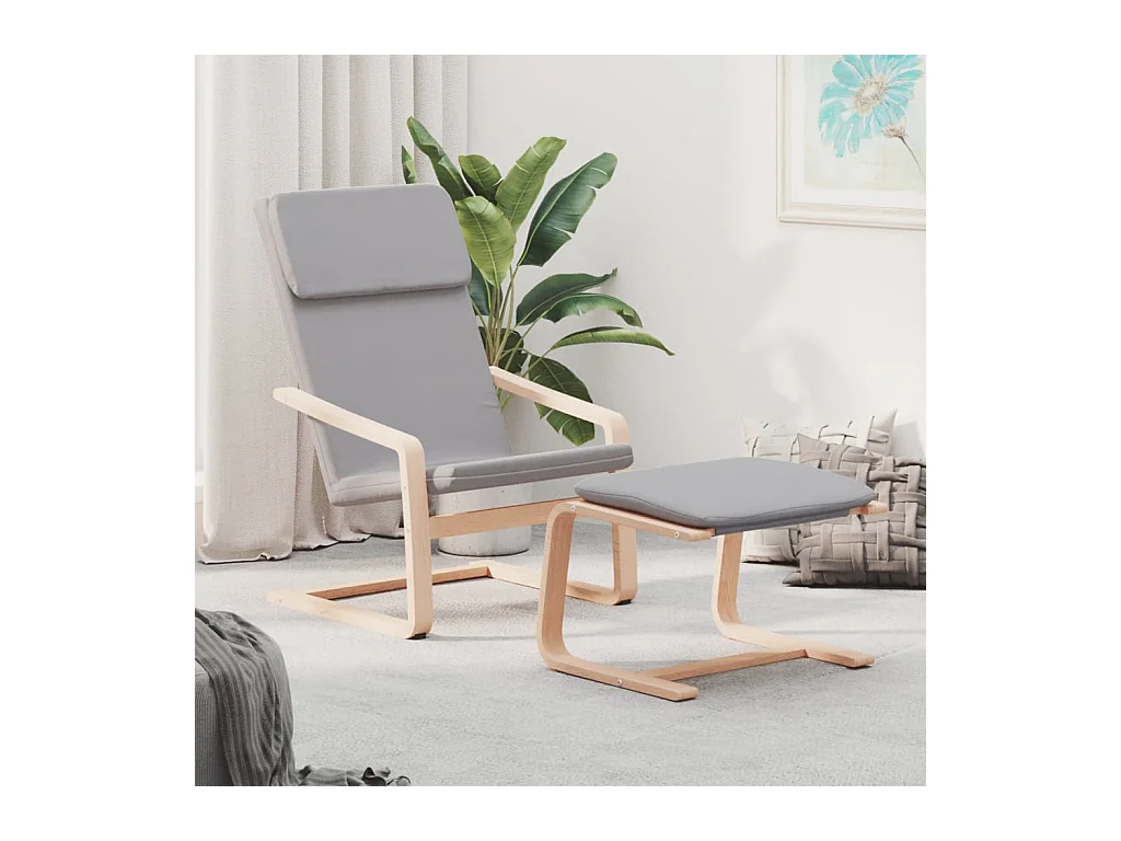 Chaise de relaxation avec repose-pied Gris clair Tissu FR32767