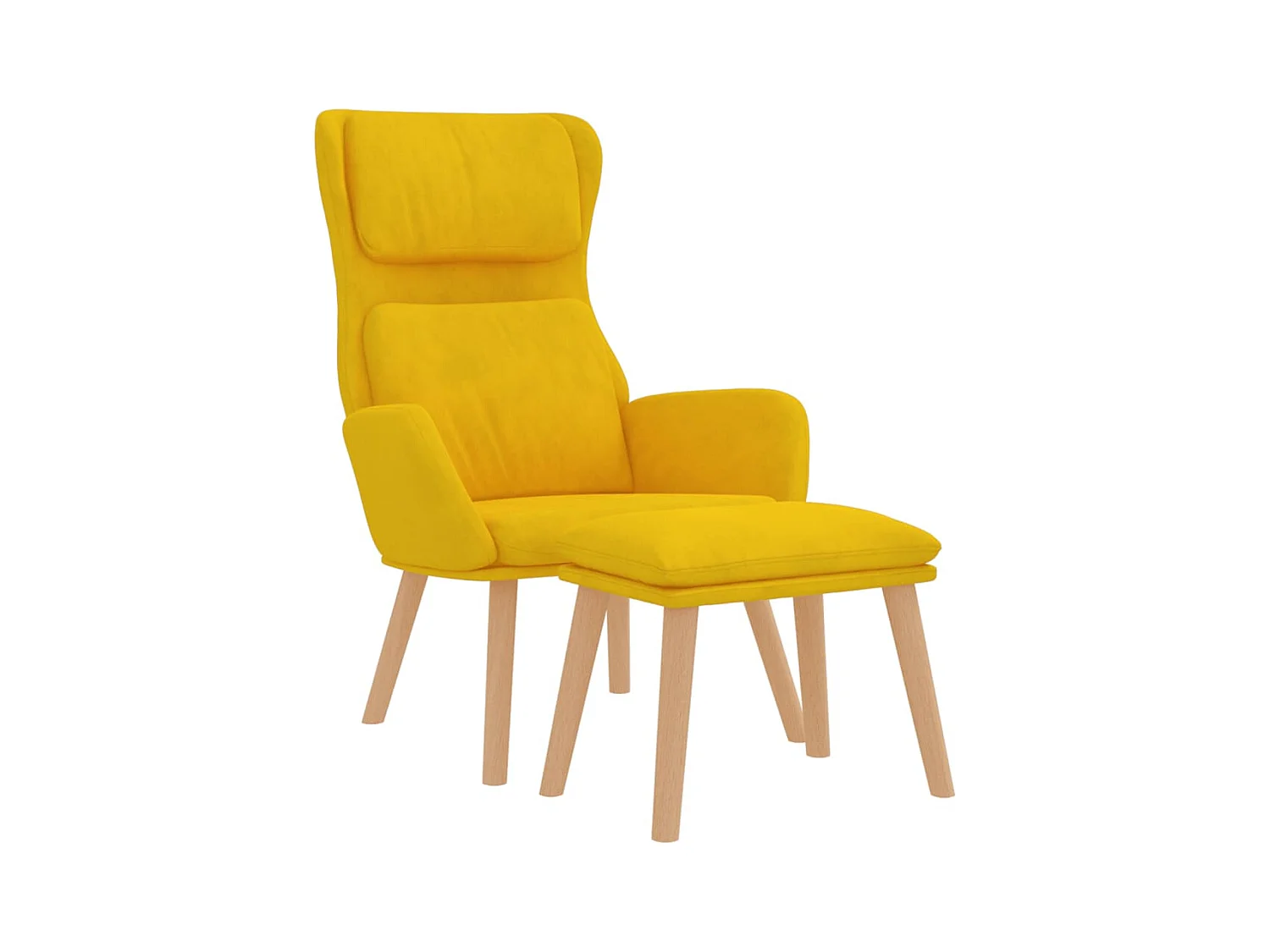 Relaxstoel met voetenbank fluweel mosterdgeel BE966631
