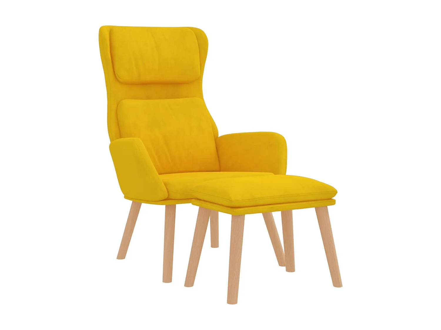 Relaxstoel met voetenbank fluweel mosterdgeel BE966631