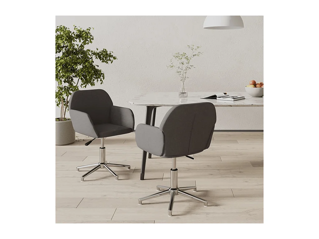 Lot de 2 Chaises pivotantes à manger Gris foncé Tissu FR74802