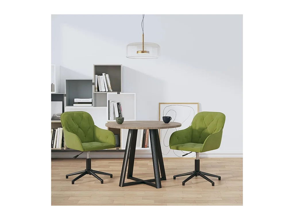Lot de 2 Chaises pivotantes à manger Vert clair Velours FR38027