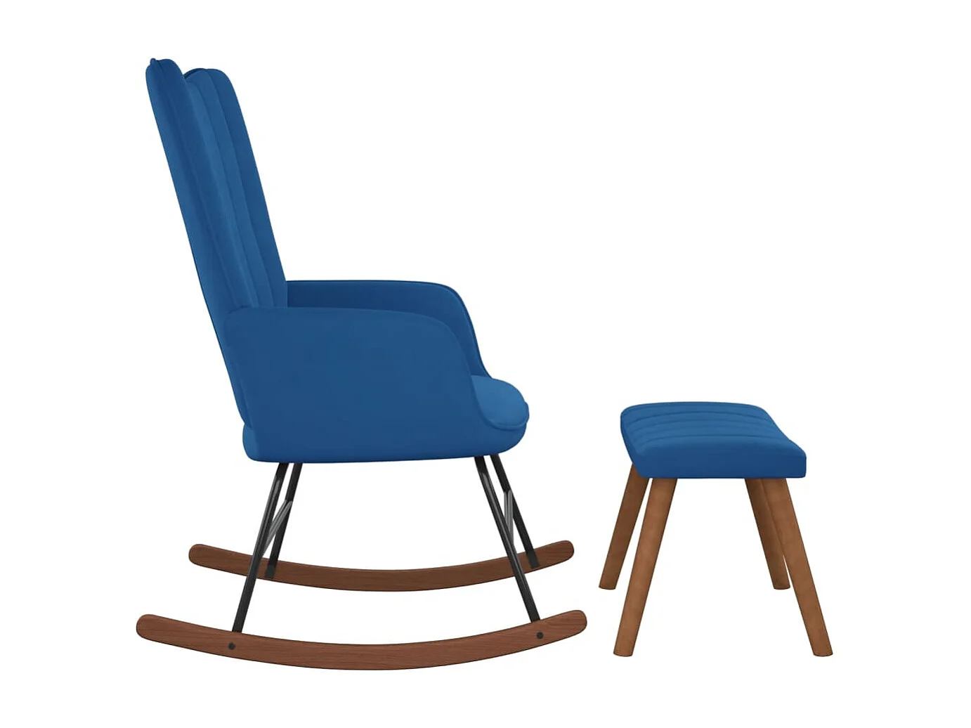 Chaise à bascule avec repose-pied Bleu Velours FR88876