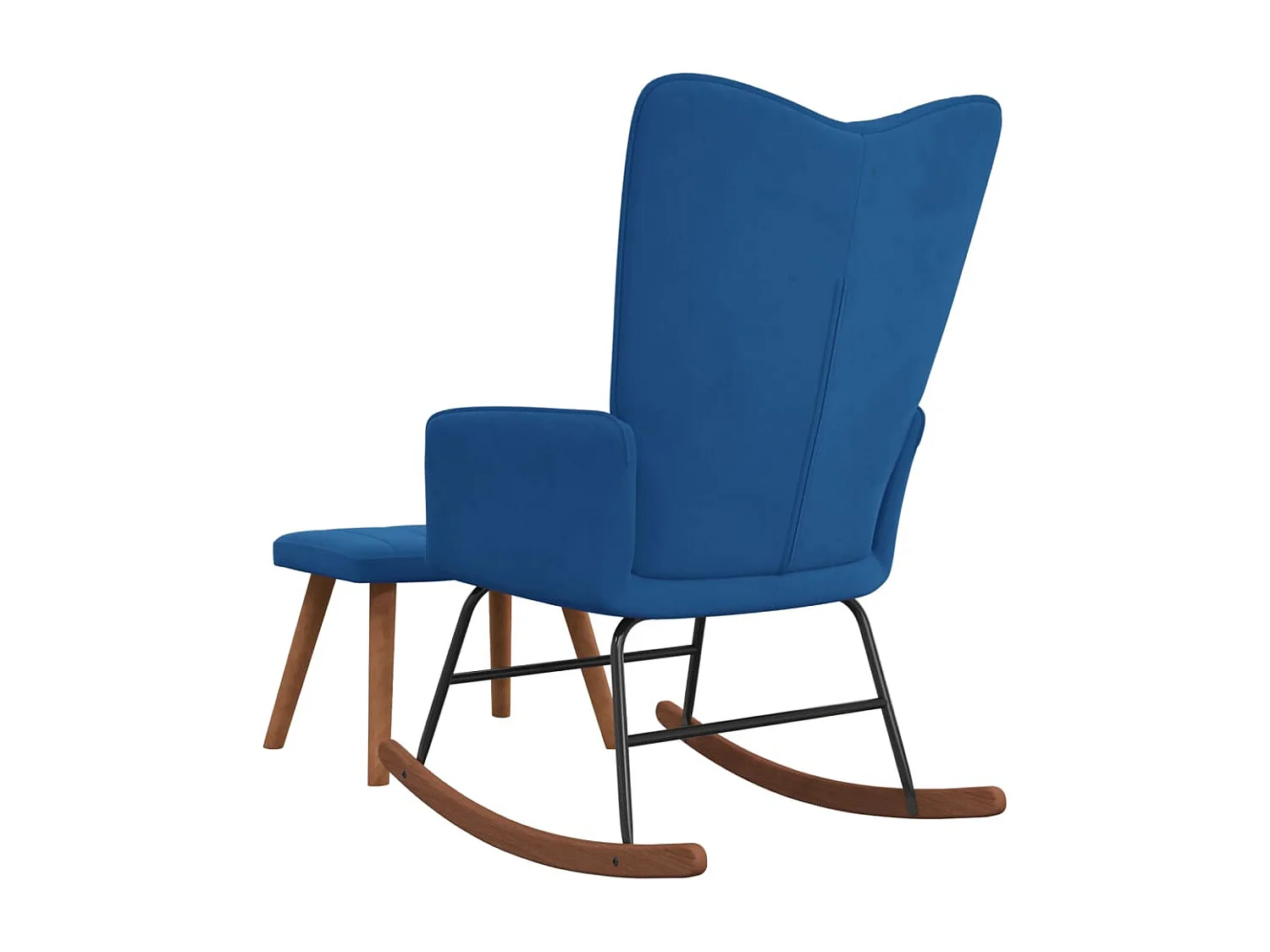 Chaise à bascule avec repose-pied Bleu Velours FR88876
