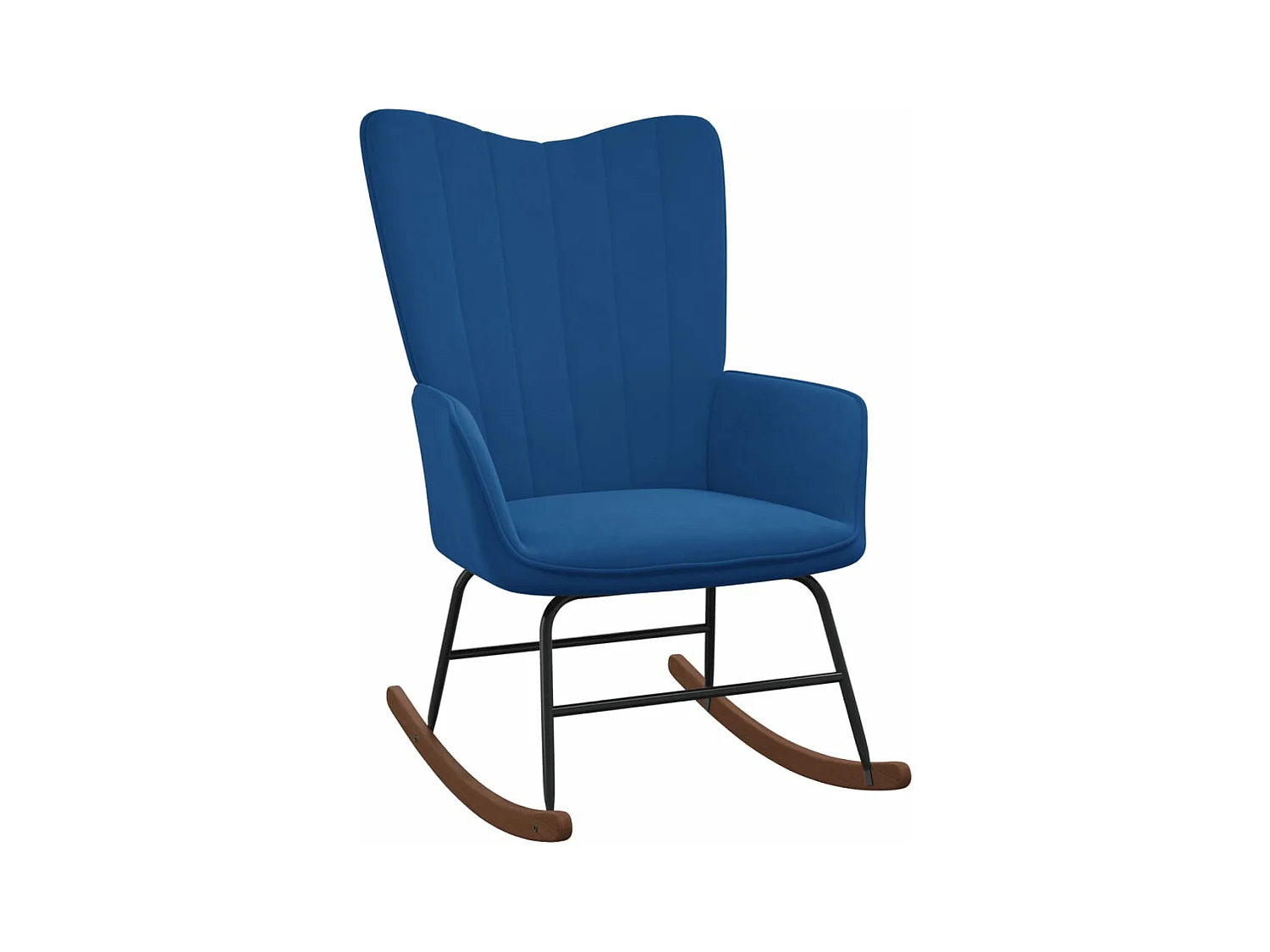 Silla mecedora con reposapiés terciopelo azul ES607202