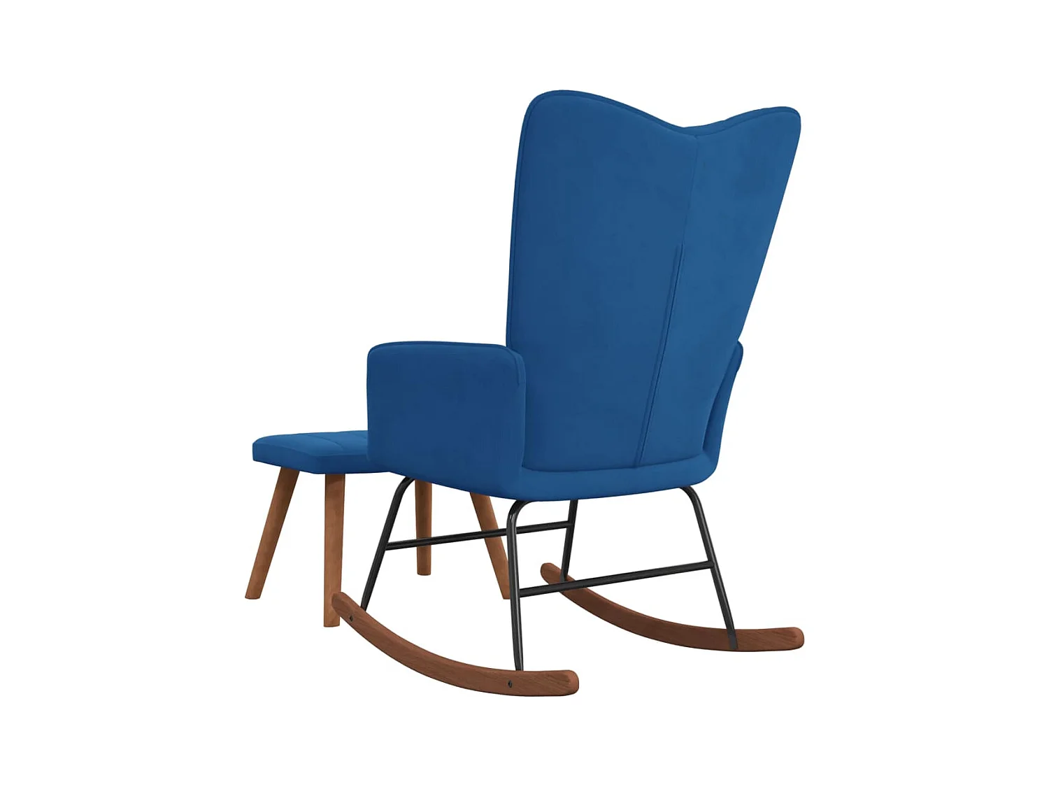 Silla mecedora con reposapiés terciopelo azul ES607202