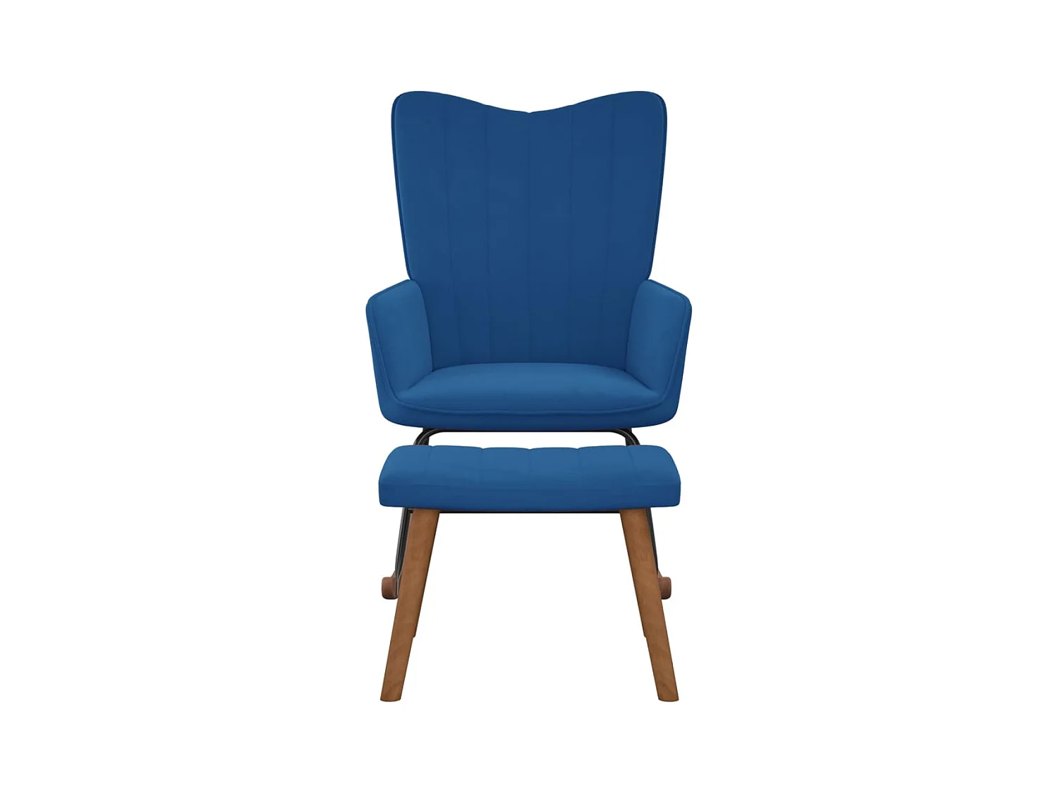 Silla mecedora con reposapiés terciopelo azul ES607202