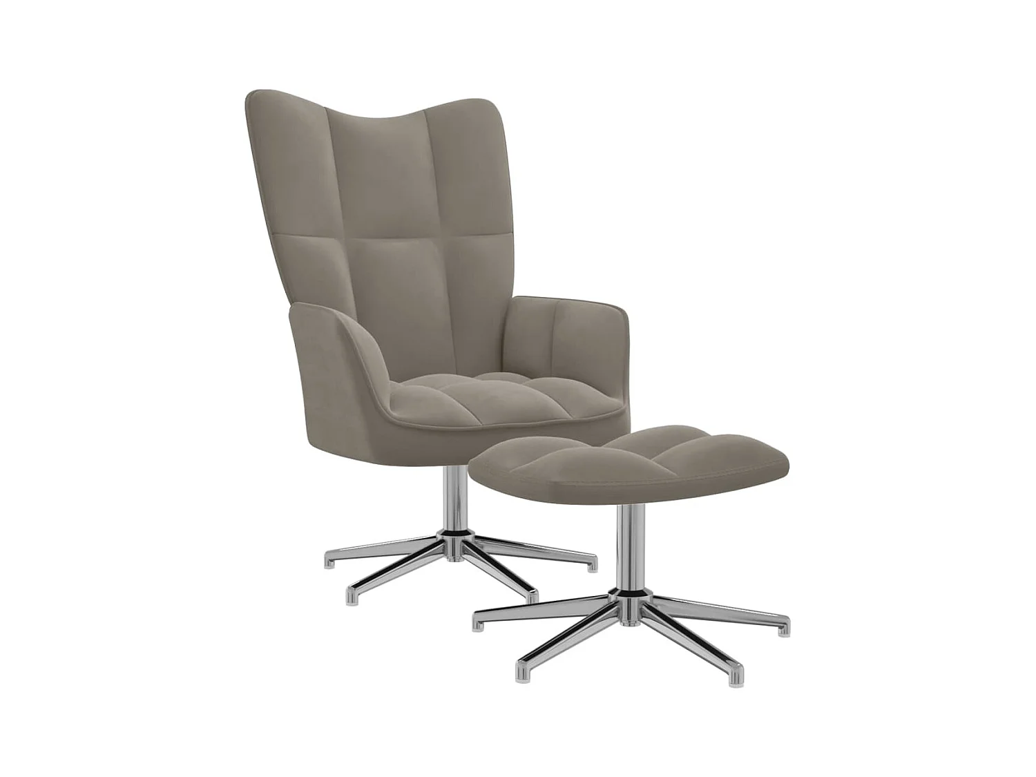 Chaise de relaxation avec tabouret Gris clair Velours FR18461
