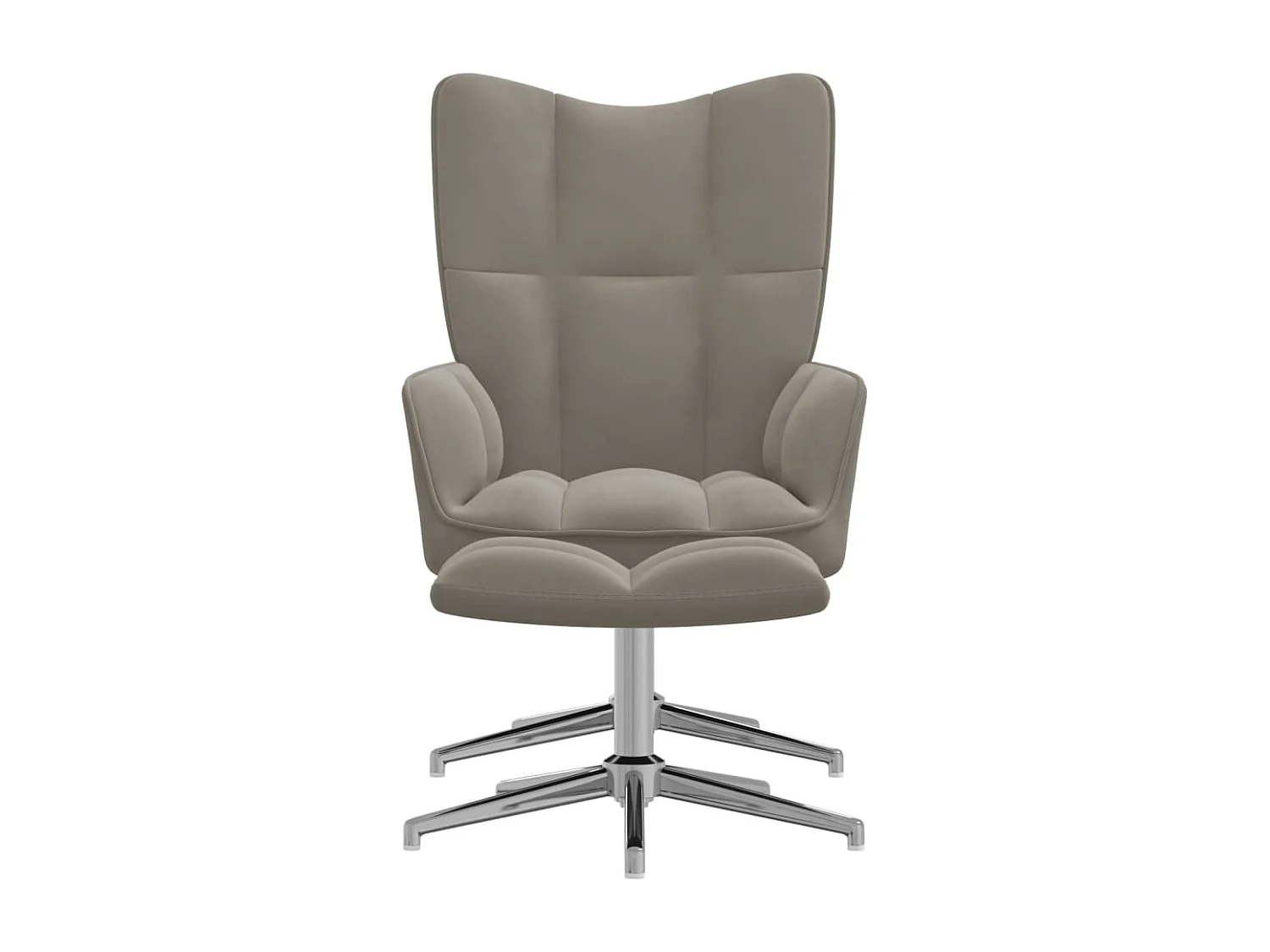 Relaxstoel met voetenbank fluweel lichtgrijs BE929814