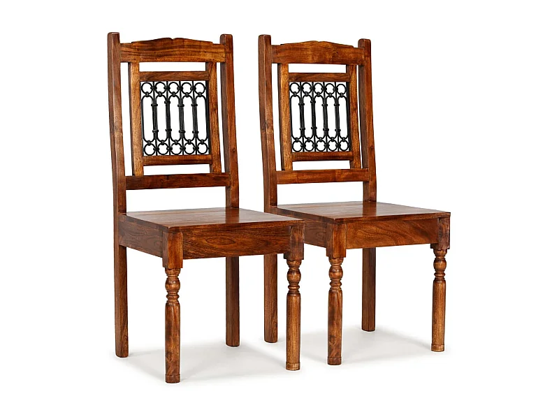 Lot de 2 Chaises à manger Bois finition couleur miel classique FR40716