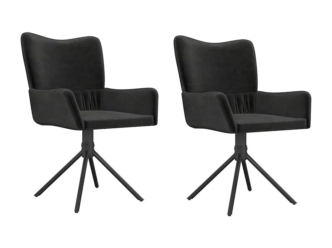 Lot de 2 Chaises pivotantes à manger Noir Velours FR28958