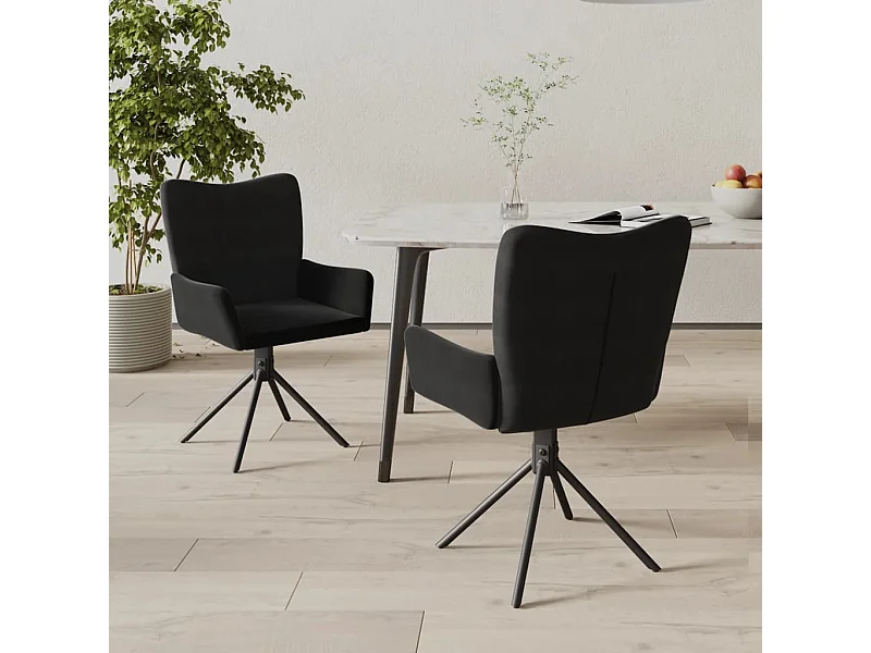 Lot de 2 Chaises pivotantes à manger Noir Velours FR28958