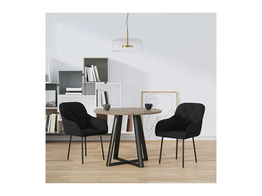 Lot de 2 Chaises à manger Noir Velours FR67732