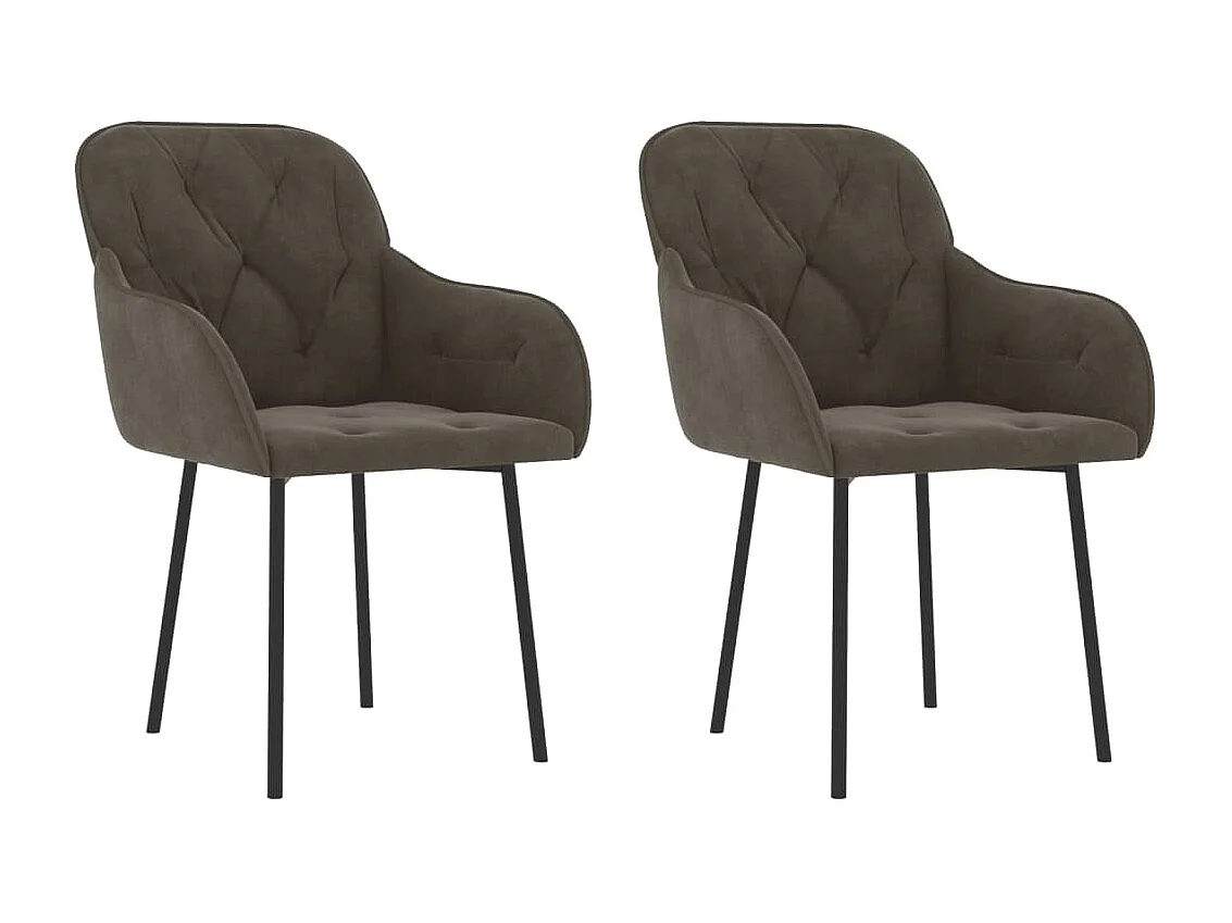 Lot de 2 Chaises à manger Gris foncé Velours FR92179