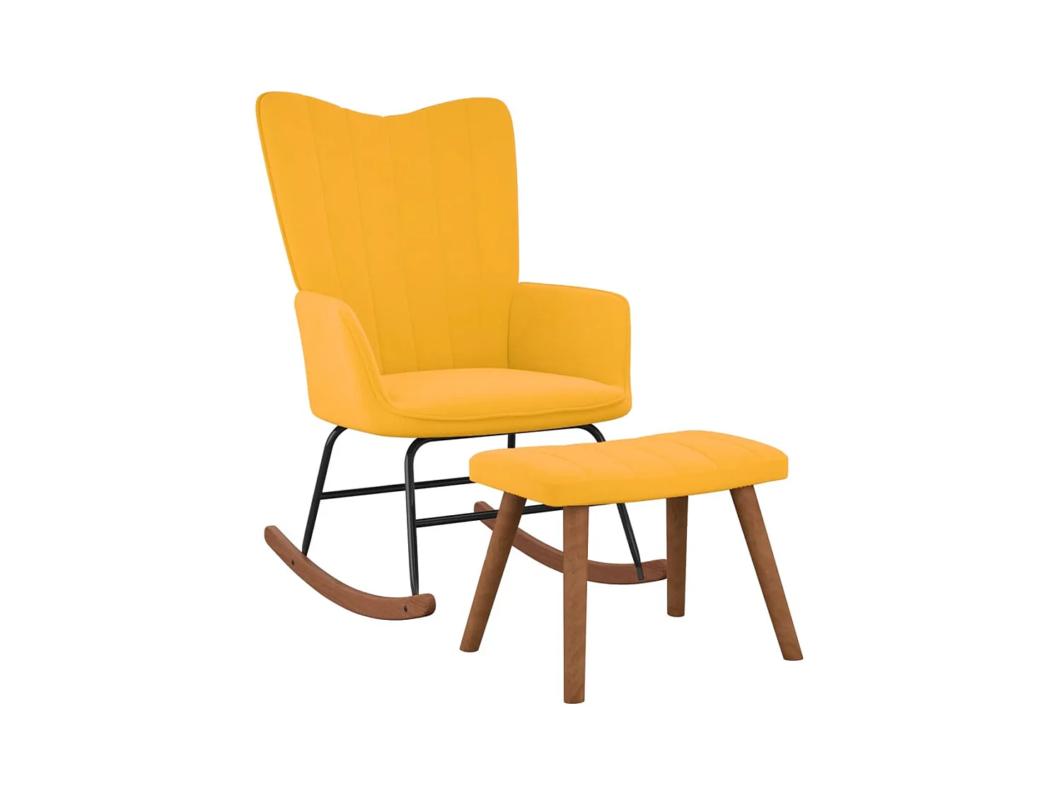 Chaise à bascule avec repose-pied Jaune moutarde Velours FR70114