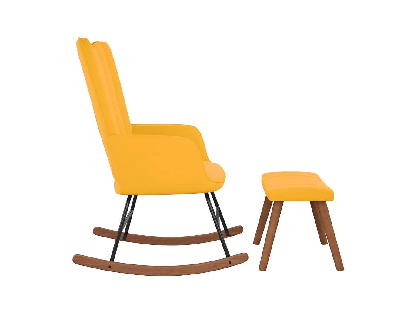 Cadeira de baloiço com banco veludo amarelo mostarda PT757561