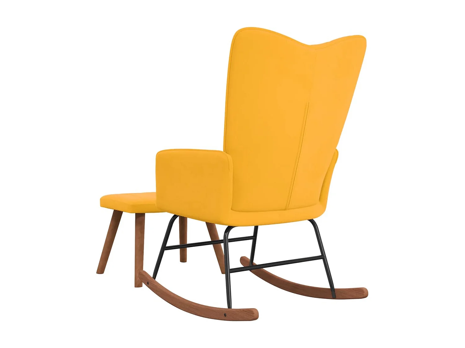 Silla mecedora con reposapiés tela amarillo mostaza ES867468