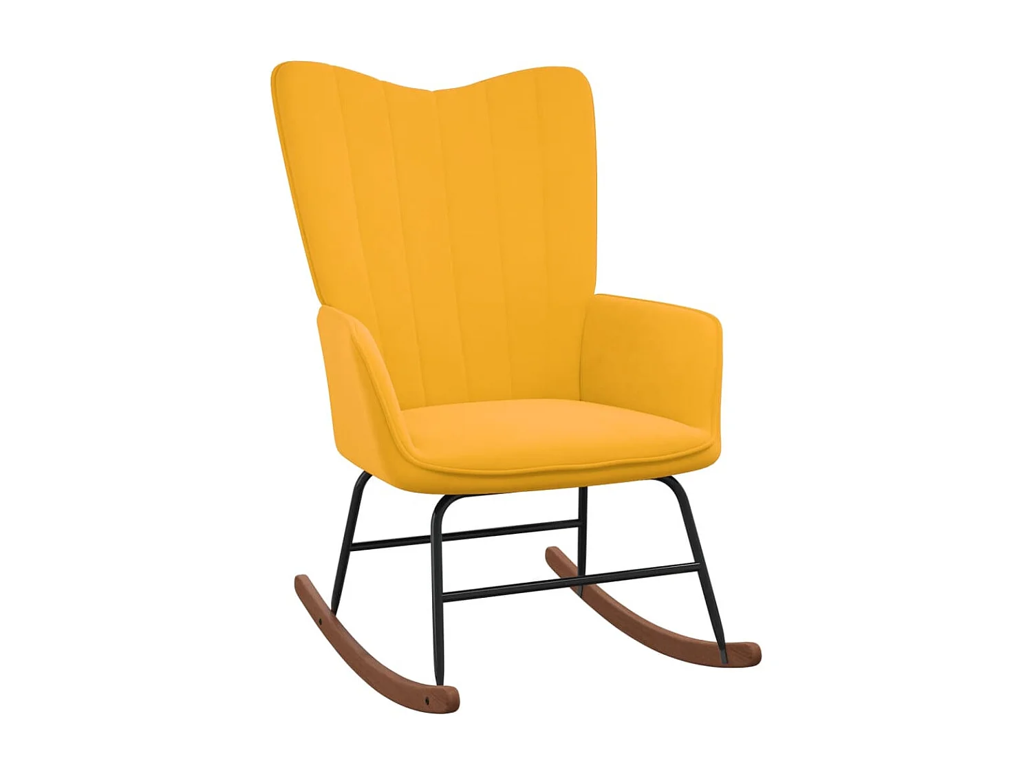 Silla mecedora con reposapiés tela amarillo mostaza ES867468