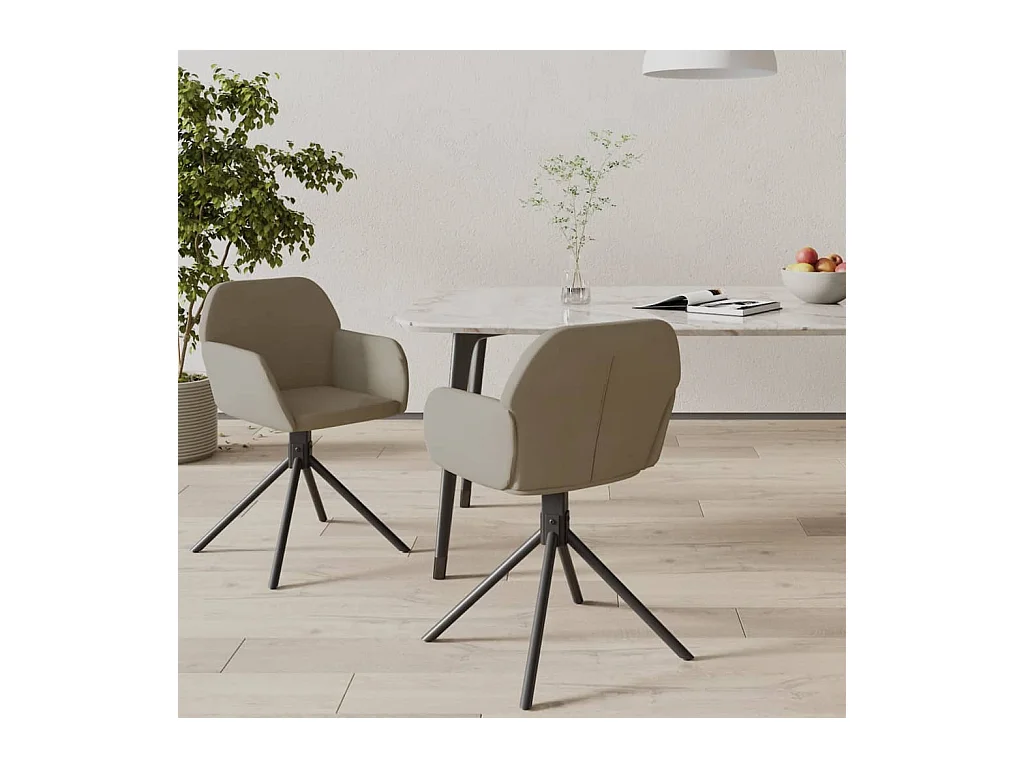 Lot de 2 Chaises pivotantes à manger Gris clair Velours FR34780