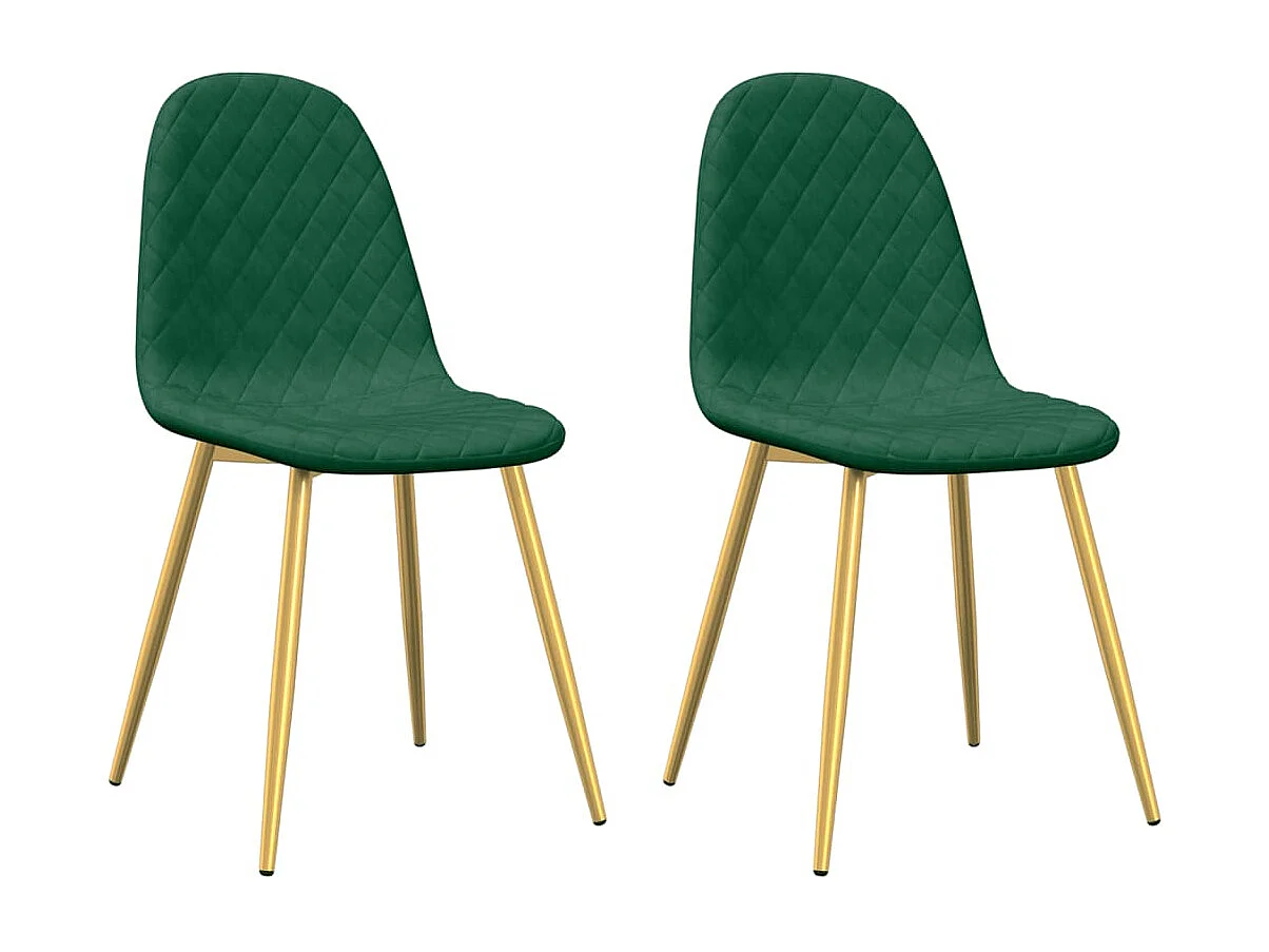 Lot de 2 Chaises à manger Vert foncé Velours FR79748