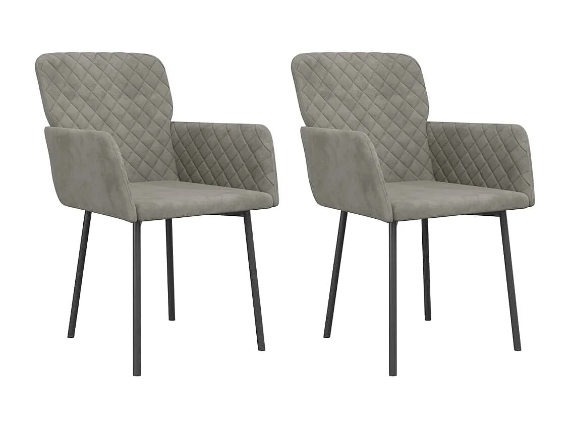 Lot de 2 Chaises à manger Gris clair Velours FR87764