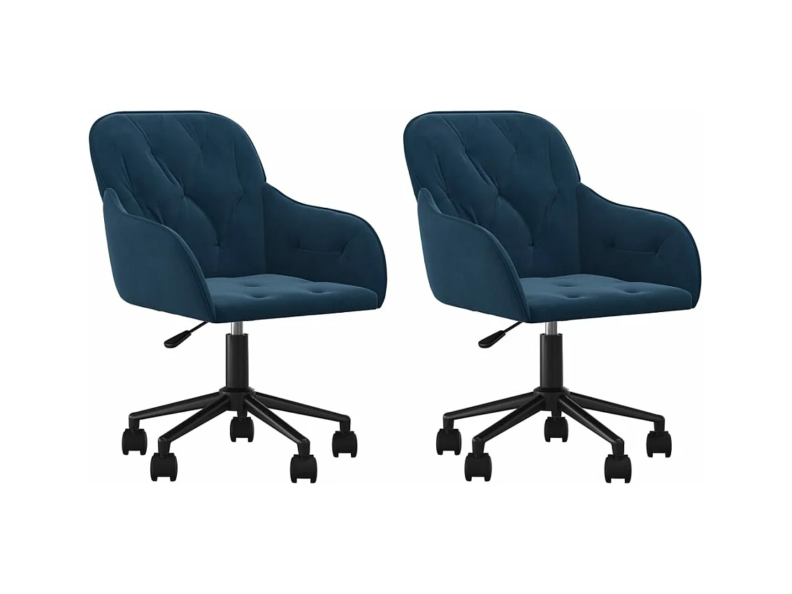 Lot de 2 Chaises pivotantes à manger Bleu Velours FR19618