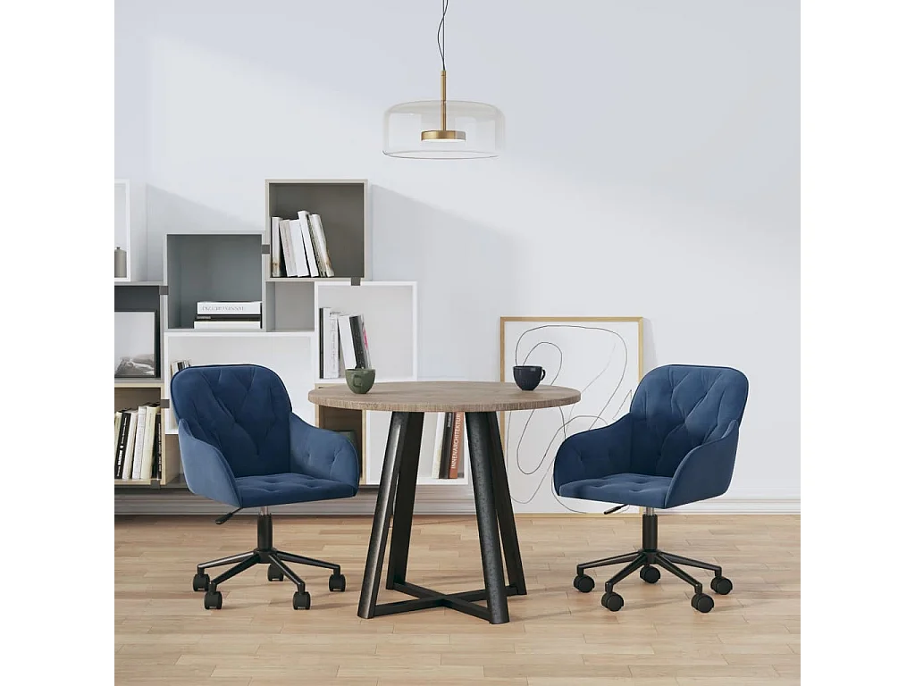 Lot de 2 Chaises pivotantes à manger Bleu Velours FR19618