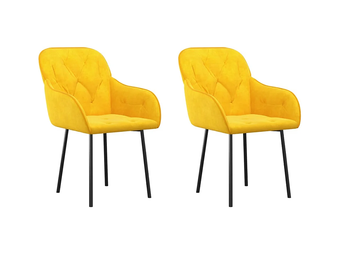 Lot de 2 Chaises à manger Jaune Velours FR57486
