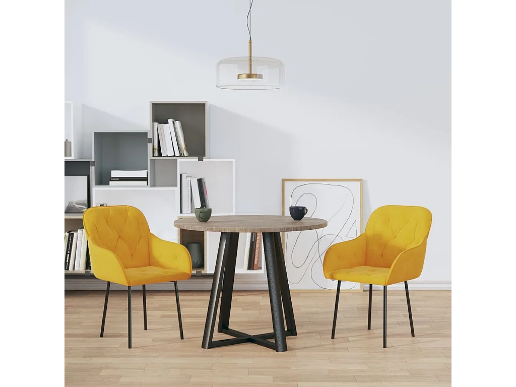 Lot de 2 Chaises à manger Jaune Velours FR57486