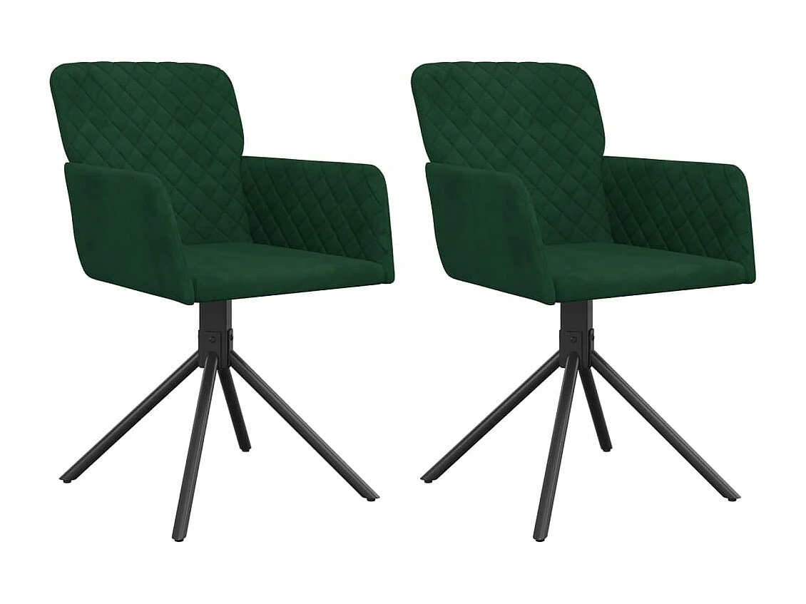 Lot de 2 Chaises pivotantes à manger Vert foncé Velours FR68071