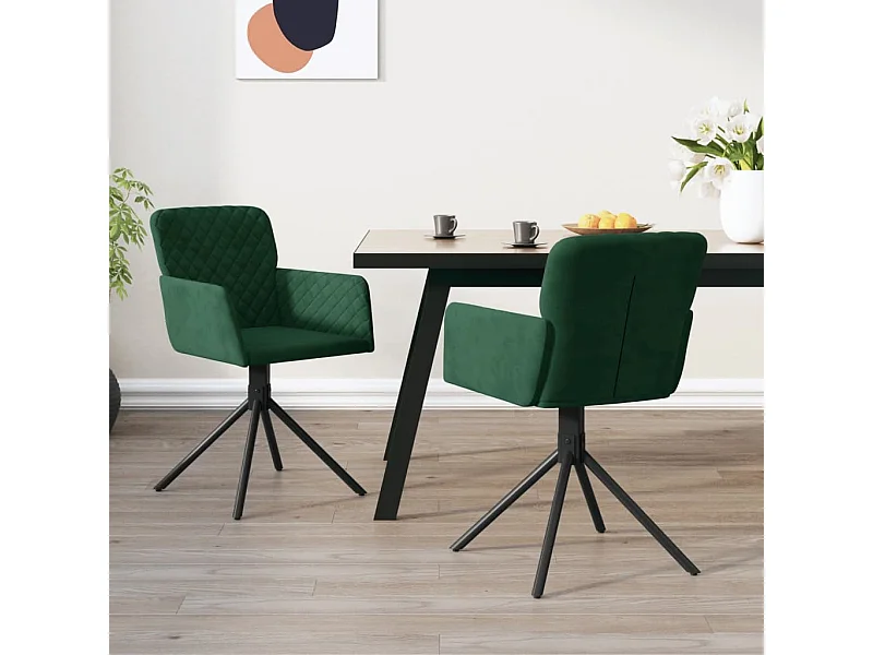 Eetkamerstoelen draaibaar 2 st fluweel donkergroen BE141141