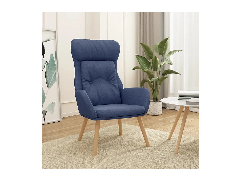 Chaise de relaxation Bleu Tissu FR63570