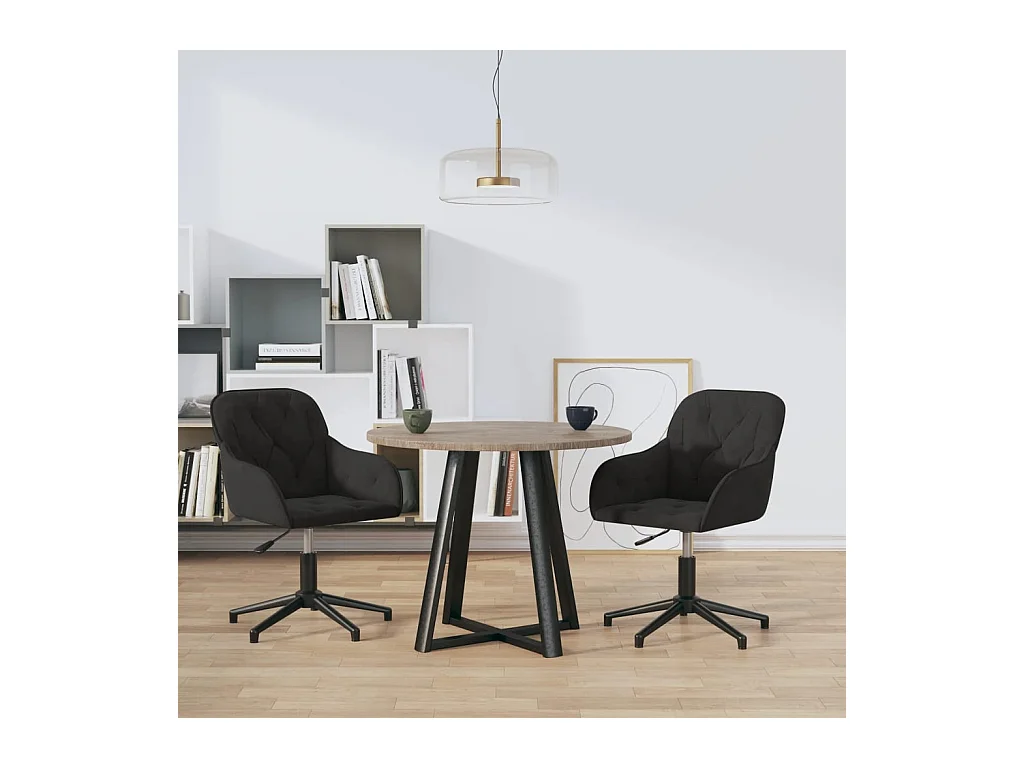 Lot de 2 Chaises pivotantes à manger Noir Velours FR74007