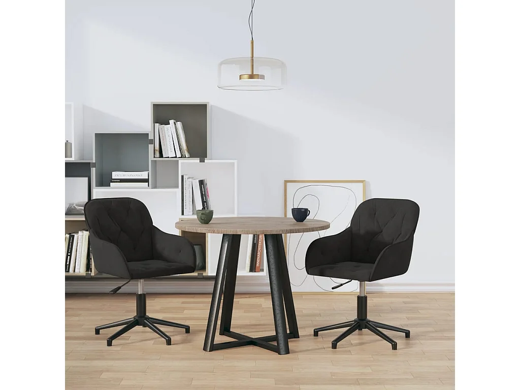 Lot de 2 Chaises pivotantes à manger Noir Velours FR74007