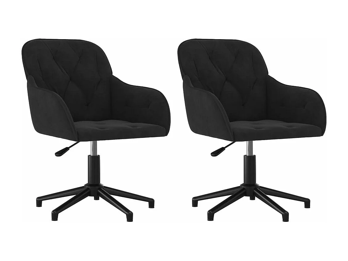 Lot de 2 Chaises pivotantes à manger Noir Velours FR74007