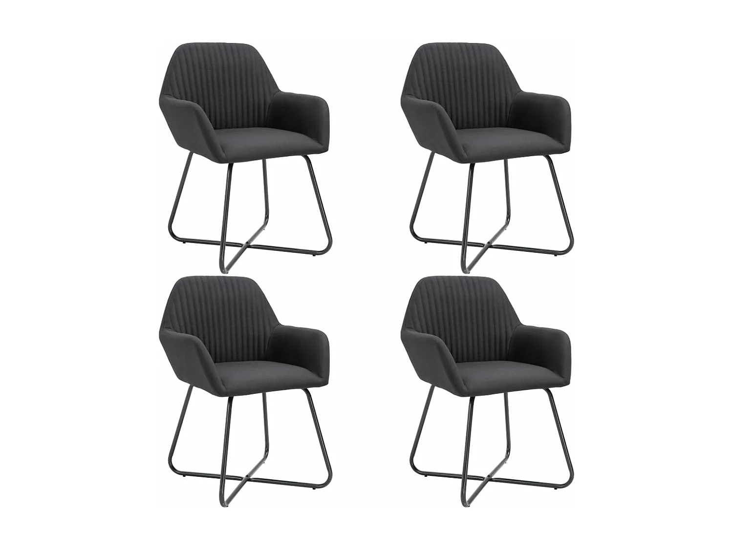Lot de 4 Chaises à manger noir tissu FR64437