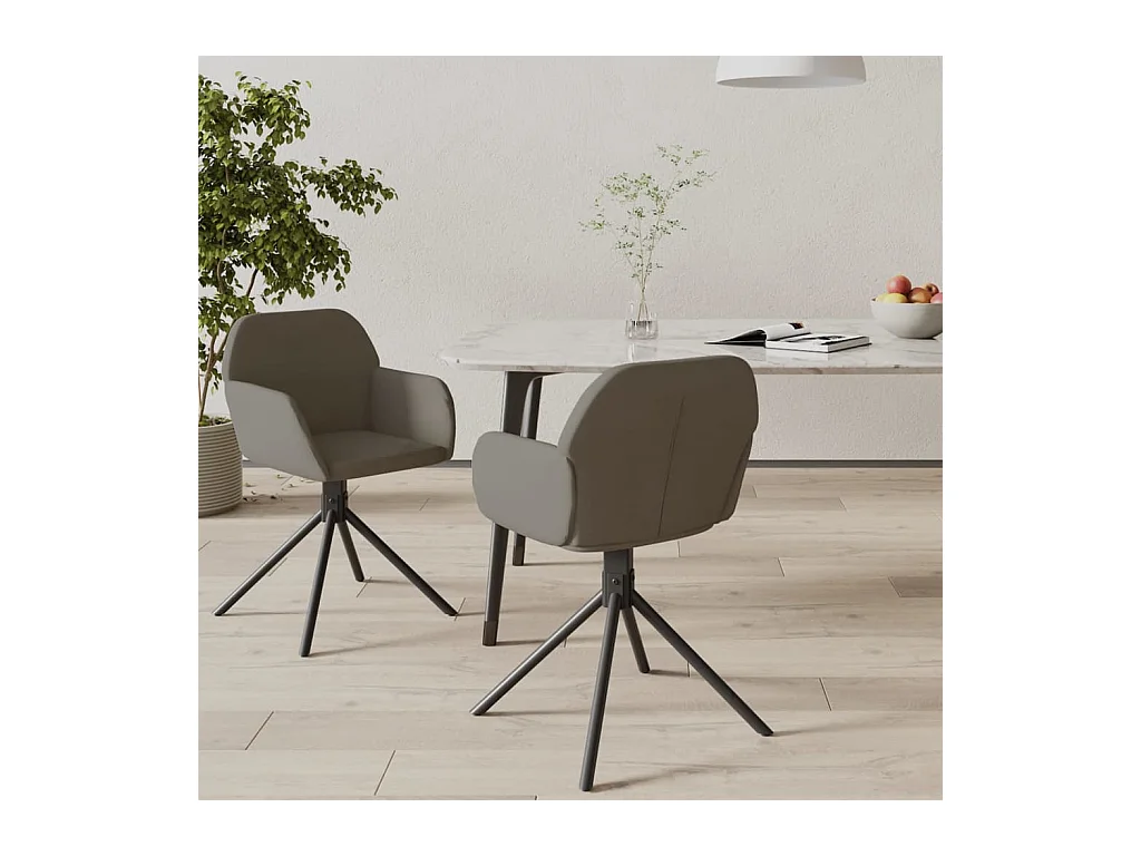 Lot de 2 Chaises pivotantes à manger Gris foncé Velours FR69172