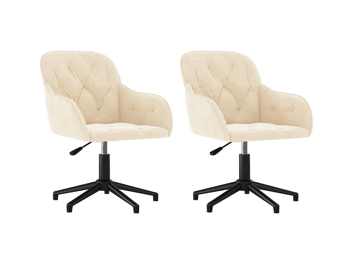 Lot de 2 Chaises pivotantes à manger Crème Velours FR35138