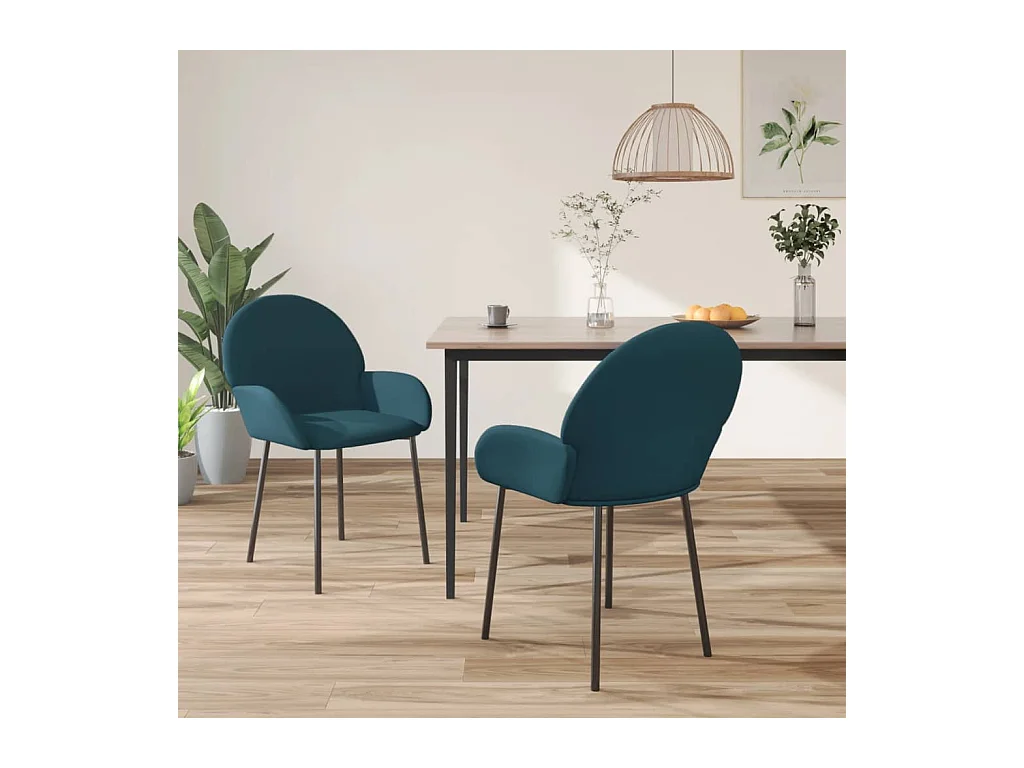 Lot de 2 Chaises à manger Bleu Velours FR25160