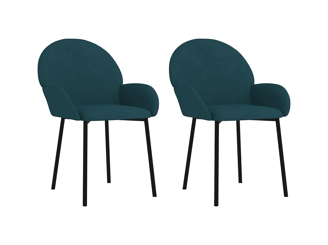 Lot de 2 Chaises à manger Bleu Velours FR25160