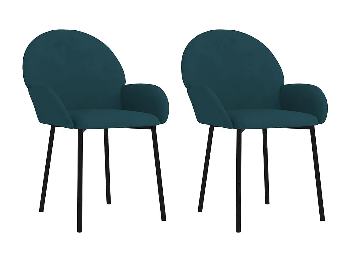 Lot de 2 Chaises à manger Bleu Velours FR25160