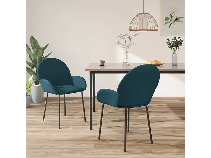 Lot de 2 Chaises à manger Bleu Velours FR25160