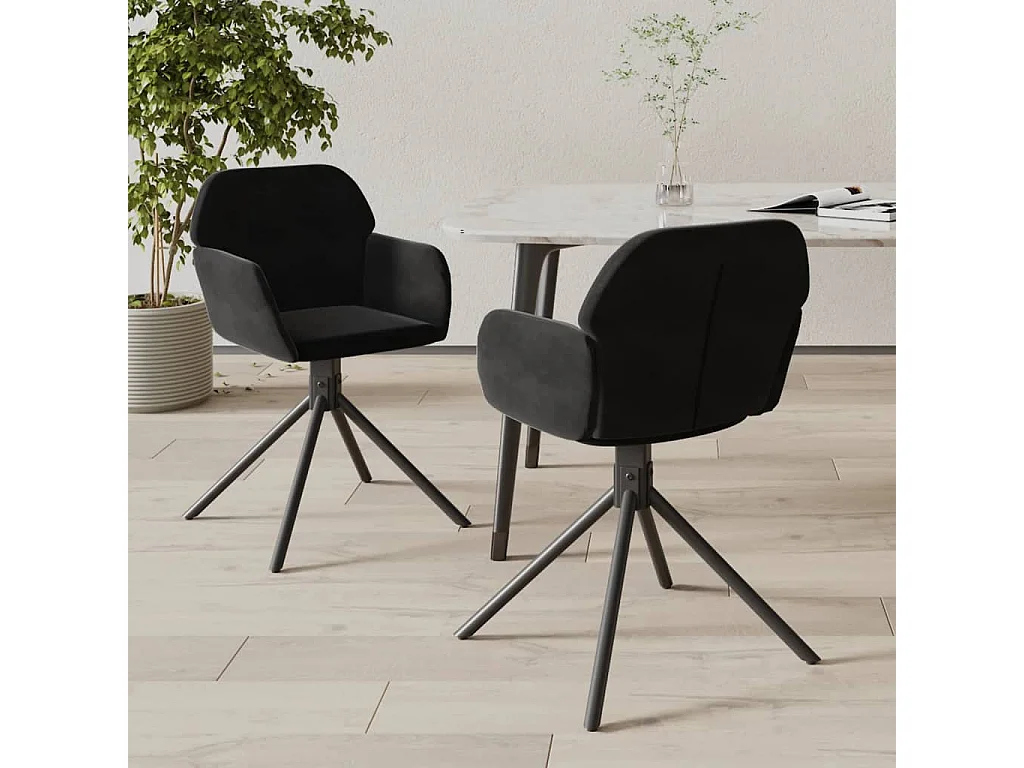 Cadeiras de jantar giratórias 2 pcs veludo preto PT518237